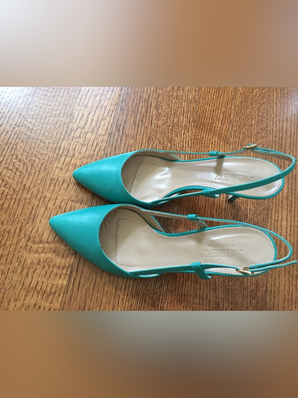 JCrew Slingback Heels, Teal Blue, 6